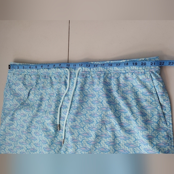 Peter Millar Blue Aquatic Fish Print Elastic Waistband Board Shorts Sz XXL - Picture 11 of 15